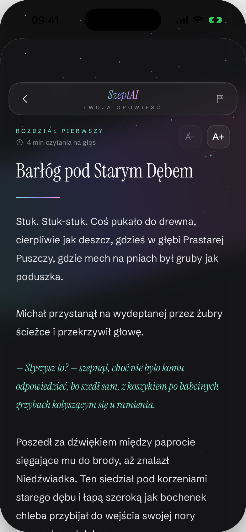 Ekran czytnika opowieści